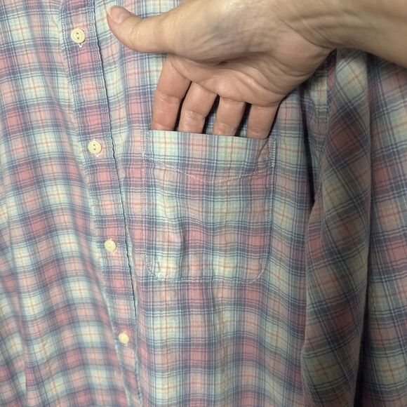 Faherty Blue Pink White Plaid Long Sleeve Cotton Men's Shirt Size XXL - Picture 4 of 14